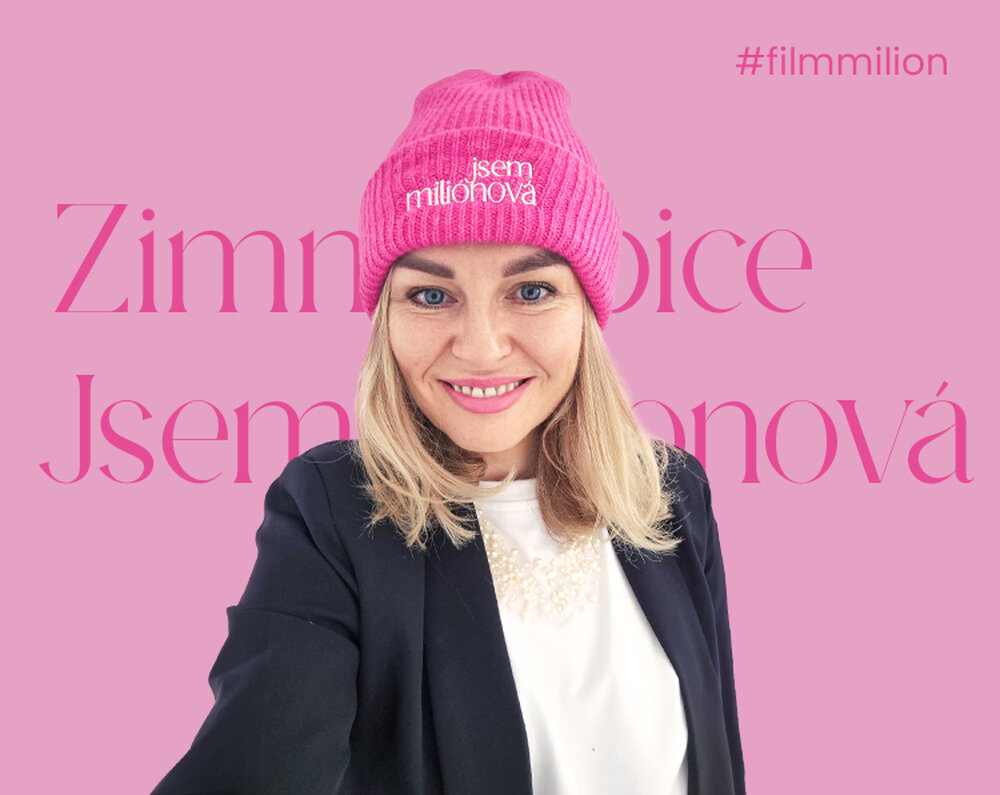 Růžová zimní čepice JSEM MILIONOVÁ